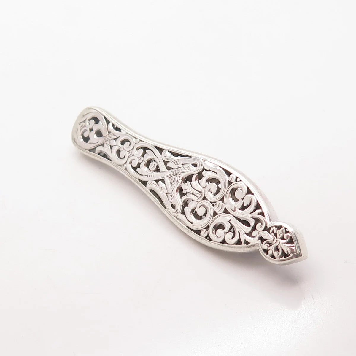 925 Sterling Silver Vintage Ornate Bar Pin Brooch