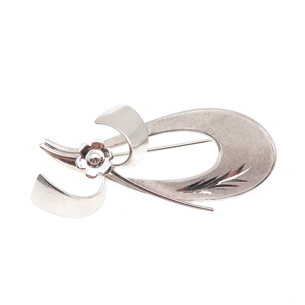 CURTIS CURTMAN 925 Sterling Silver Vintage Modernist Floral Pin Brooch