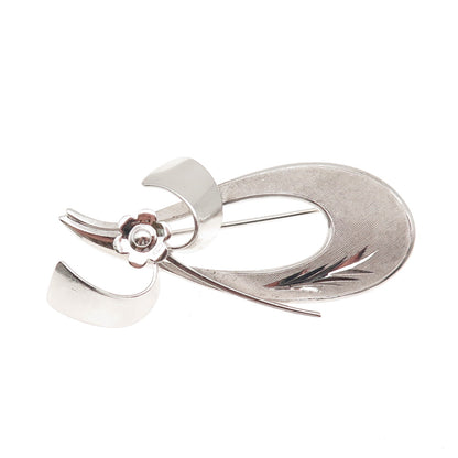 CURTIS CURTMAN 925 Sterling Silver Vintage Modernist Floral Pin Brooch