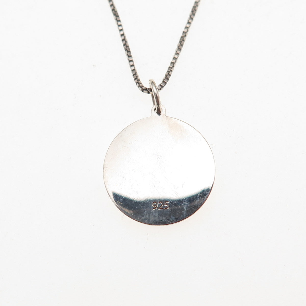 925 Sterling Silver Enamel Sun Face Box Chain Necklace 18"