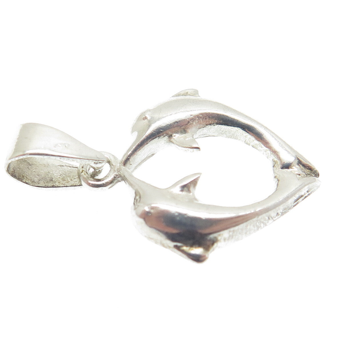 925 Sterling Silver Dolphin Couple Minimalist Charm Pendant