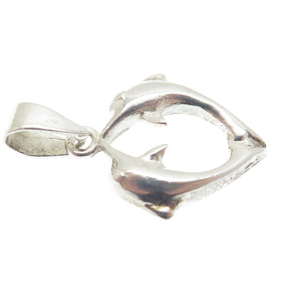 925 Sterling Silver Dolphin Couple Minimalist Charm Pendant