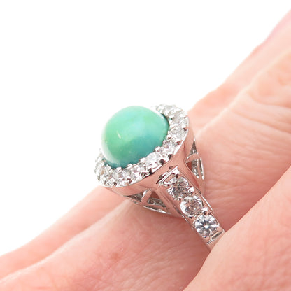 ESPO Joseph Esposito 925 Sterling Silver Real Turquoise & C Z Ring Size 10