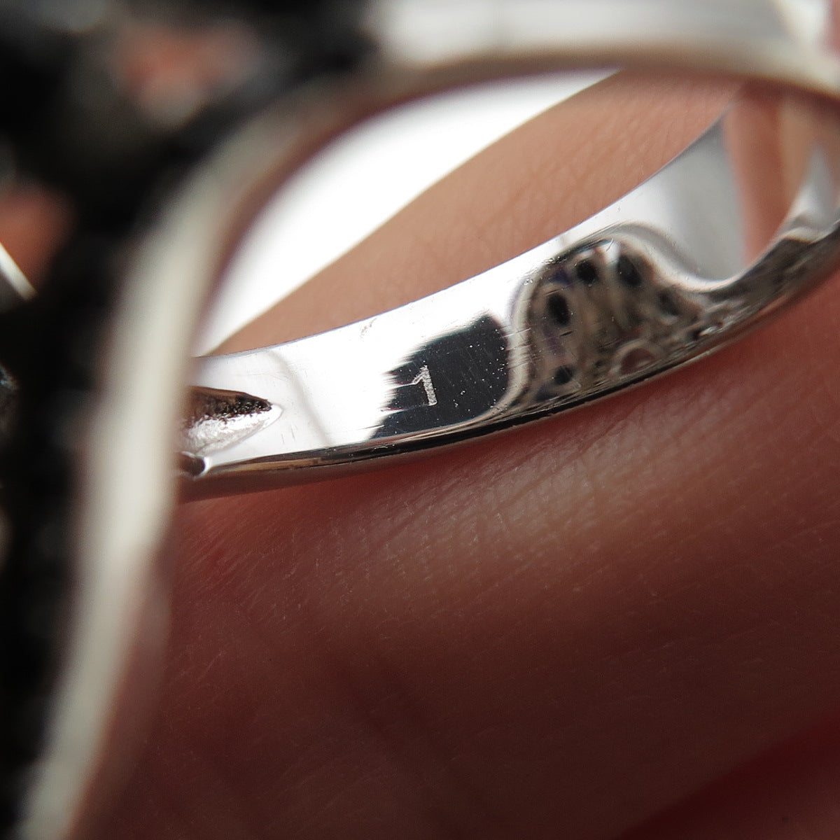 925 Sterling Silver Real Aquamarine & Black Spinel Ring Size 7.25