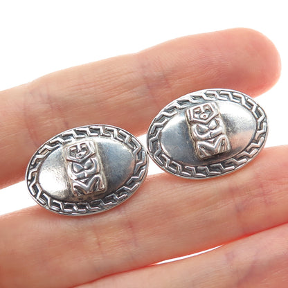 900 Silver Vintage Peruvian Goddess Oxidized Cufflinks