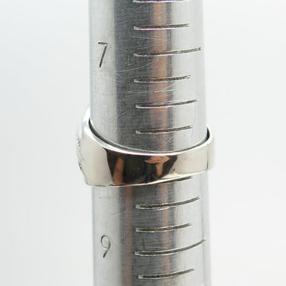 925 Sterling Silver Real Hematite & Round-Cut C Z Ring Size 8.25