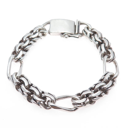 925 Sterling Silver Vintage Mexico Heavy 78.2g Bismark Link Bracelet 8.25"