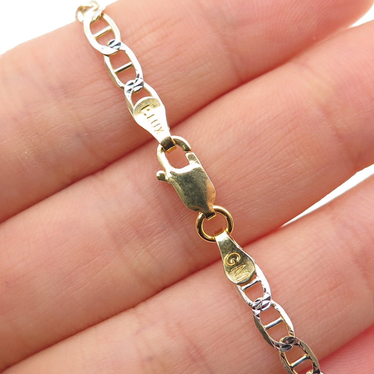 P. LUX 925 Sterling Silver Gold Plated Italy Anchor Mariner Link Bracelet 8"