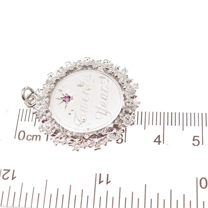 Anson 925 Sterling Silver Vintage Real Ruby Twenty Years Charm Pendant
