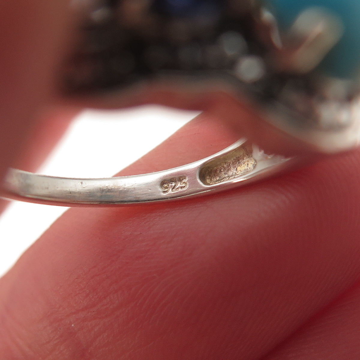 Chuck Clemency 925 Sterling Real Sleeping Beauty Turquoise & Iolite Ring Size 7
