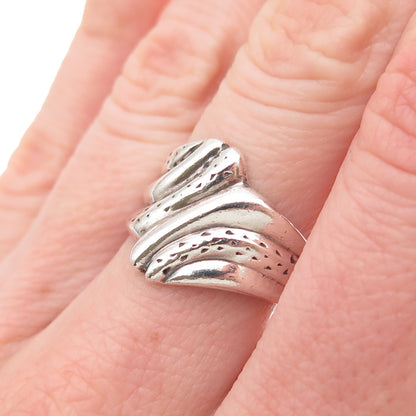 925 Sterling Silver Vintage Modernist Bypass Ring Size 6