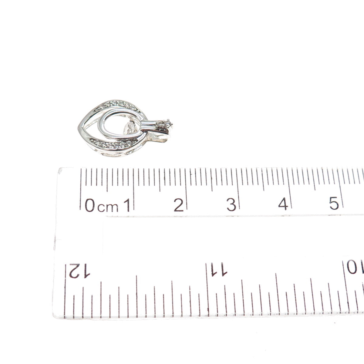 925 Sterling Silver Round-Cut C Z Floral Petal Minimalist Slide Charm Pendant