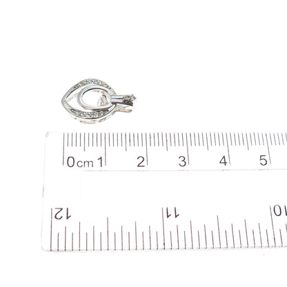 925 Sterling Silver Round-Cut C Z Floral Petal Minimalist Slide Charm Pendant