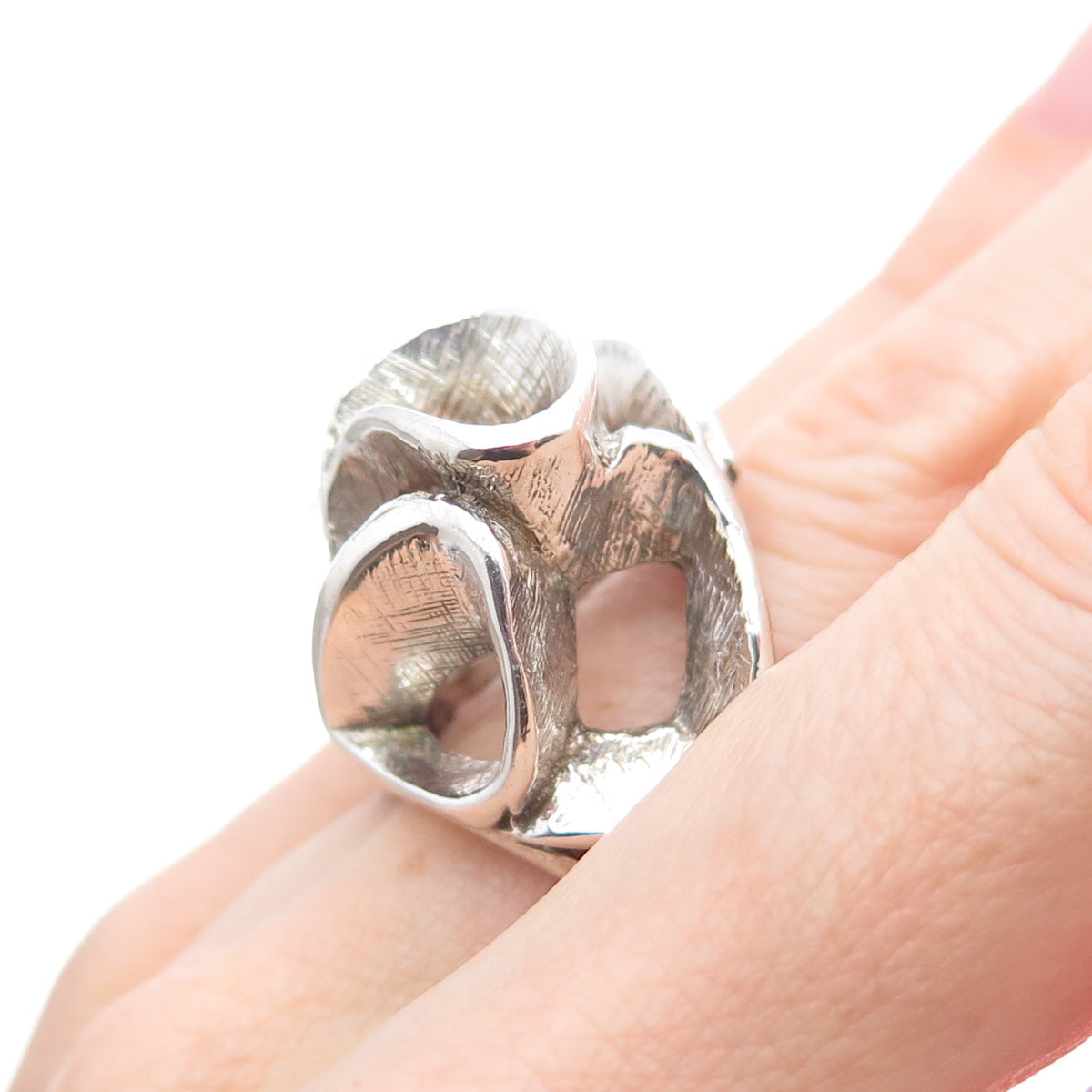 925 Sterling Silver Vintage Modernist Oxidized Ring Size 6.25