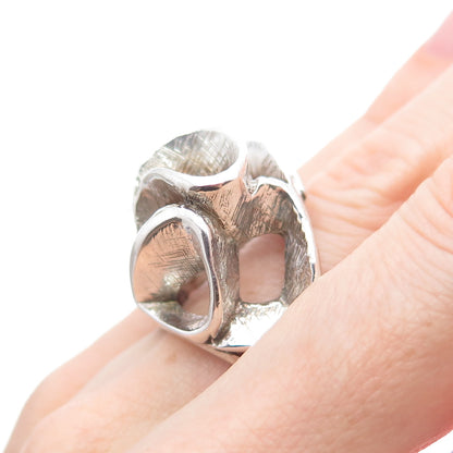 925 Sterling Silver Vintage Modernist Oxidized Ring Size 6.25