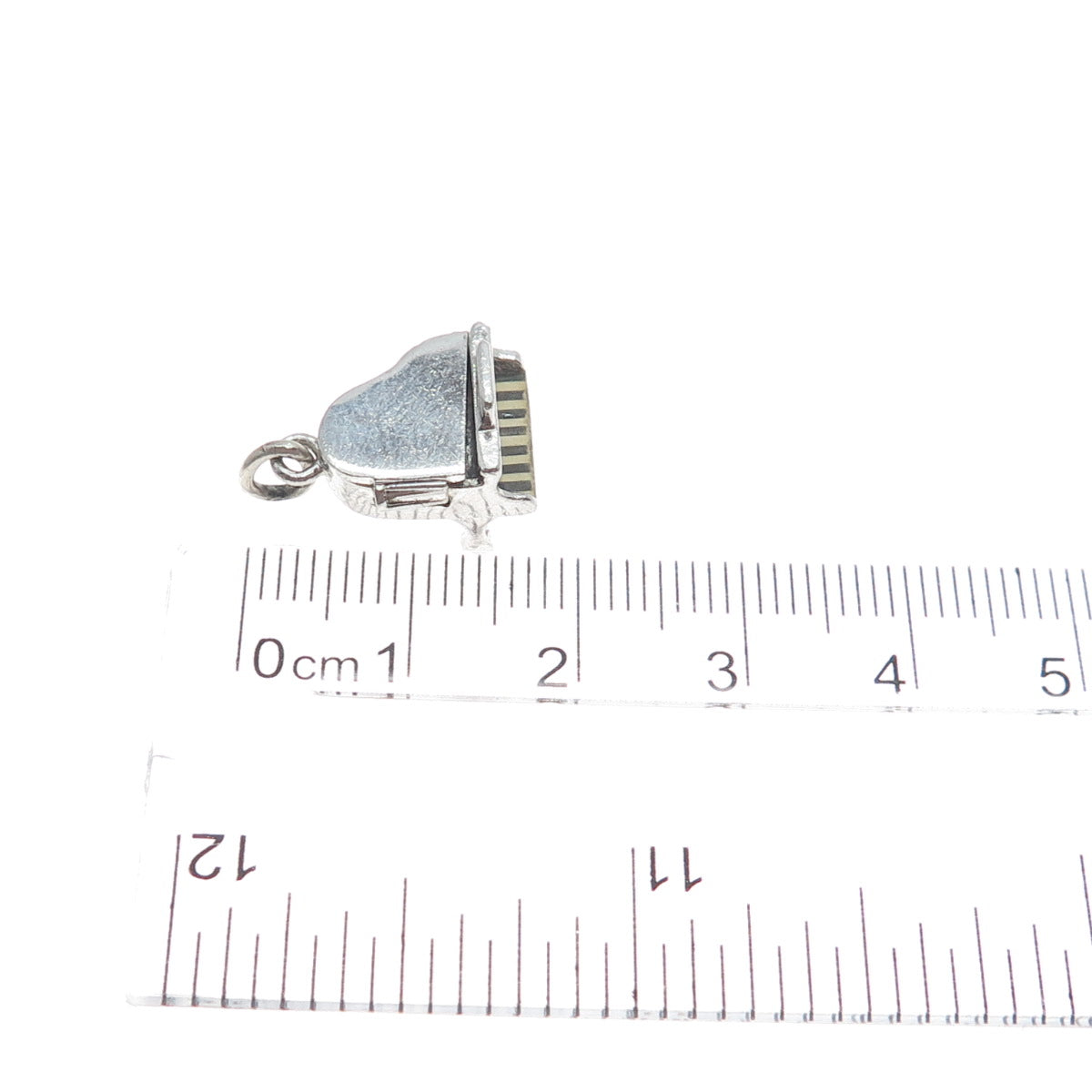 WELLS 925 Sterling Silver Vintage Piano Locket Minimalist Charm Pendant