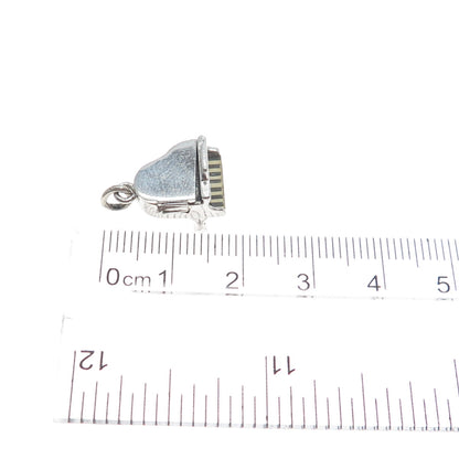 WELLS 925 Sterling Silver Vintage Piano Locket Minimalist Charm Pendant