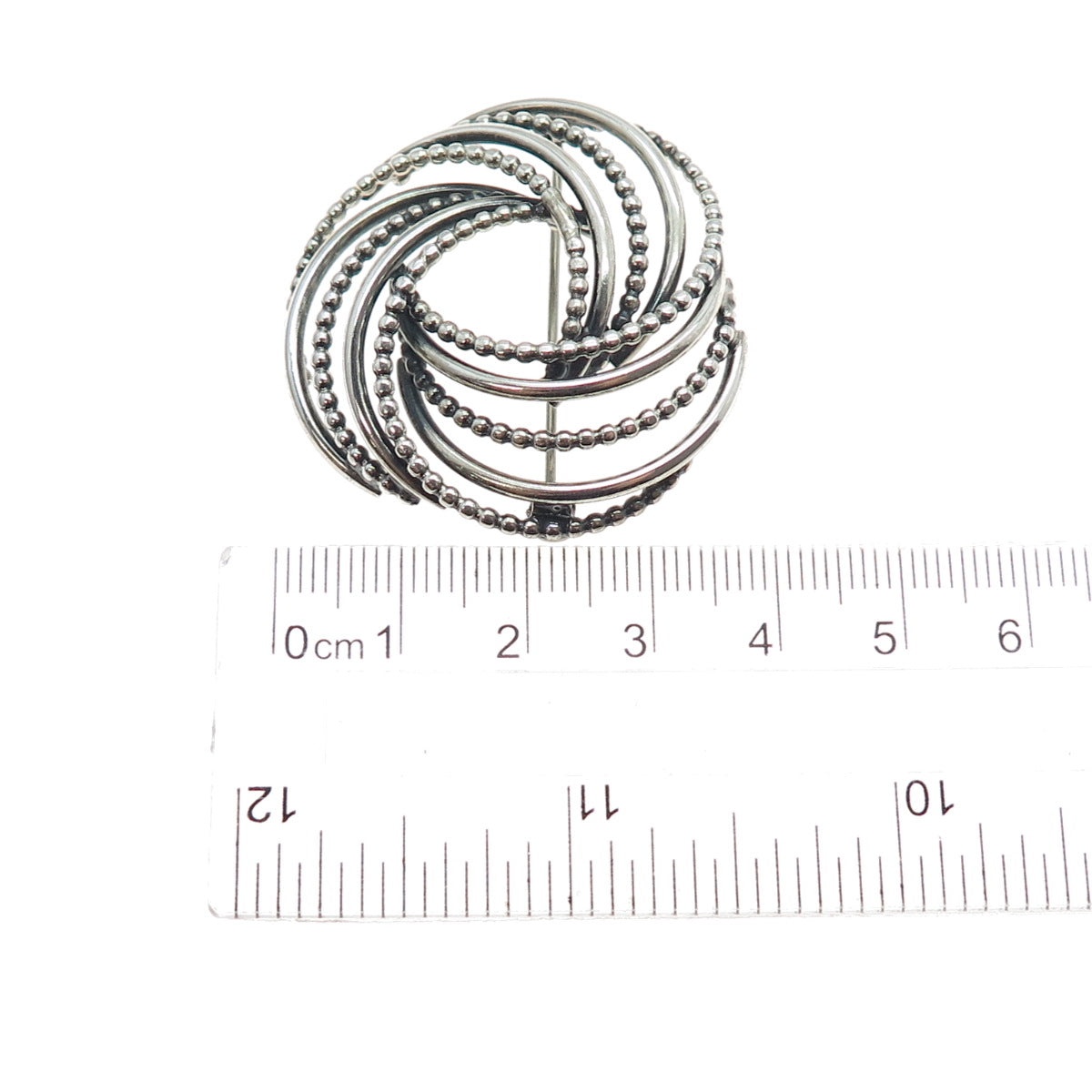 BEAU 925 Sterling Silver Vintage Interlocked Trinity Oxidized Pin Brooch
