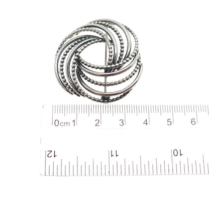 BEAU 925 Sterling Silver Vintage Interlocked Trinity Oxidized Pin Brooch