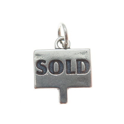SUNDANCER 925 Sterling Silver Vintage Sold Sign Minimalist Charm Pendant