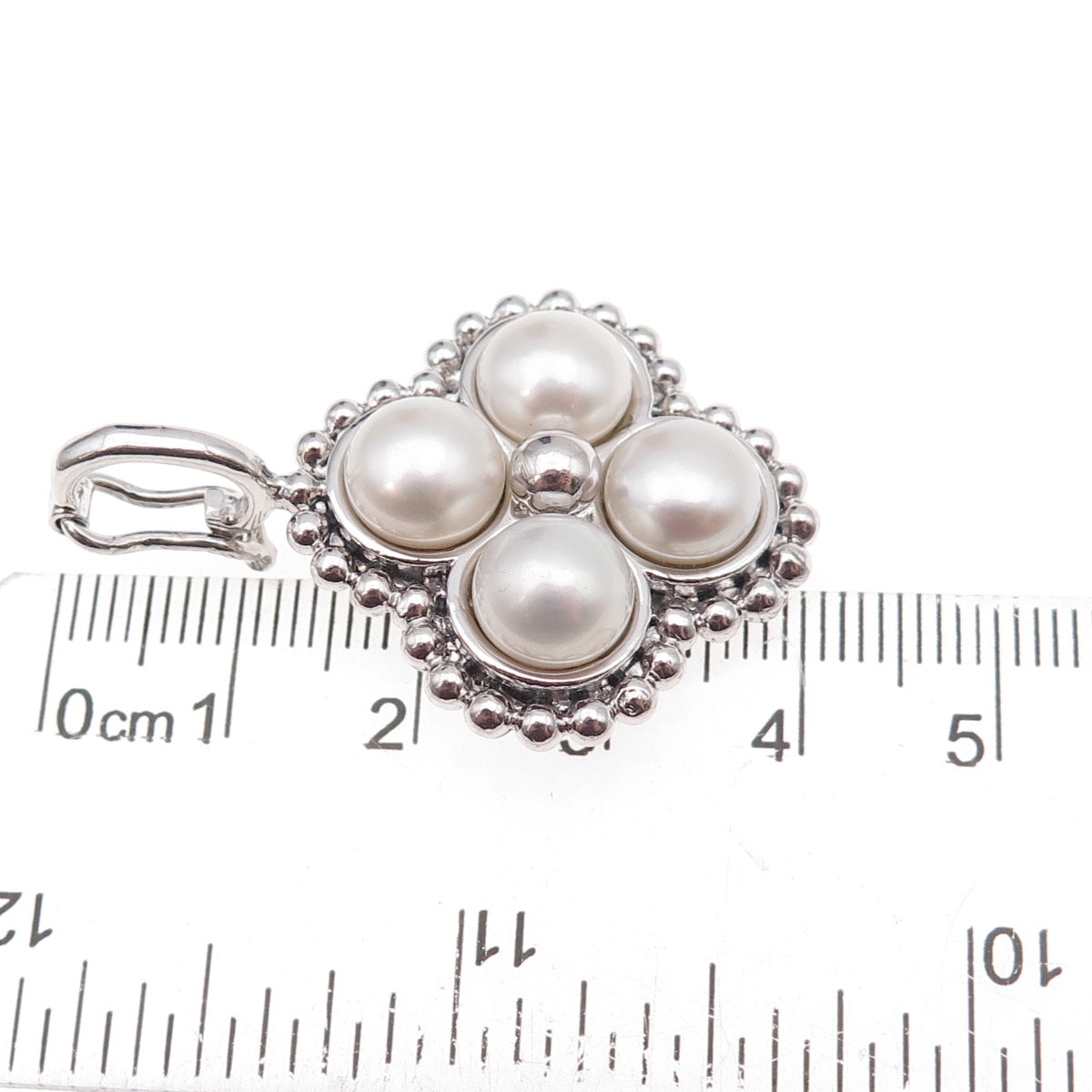 925 Sterling Silver Real Pearl Floral Charm Pendant