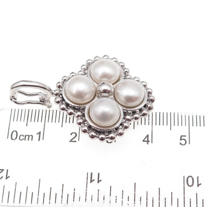 925 Sterling Silver Real Pearl Floral Charm Pendant