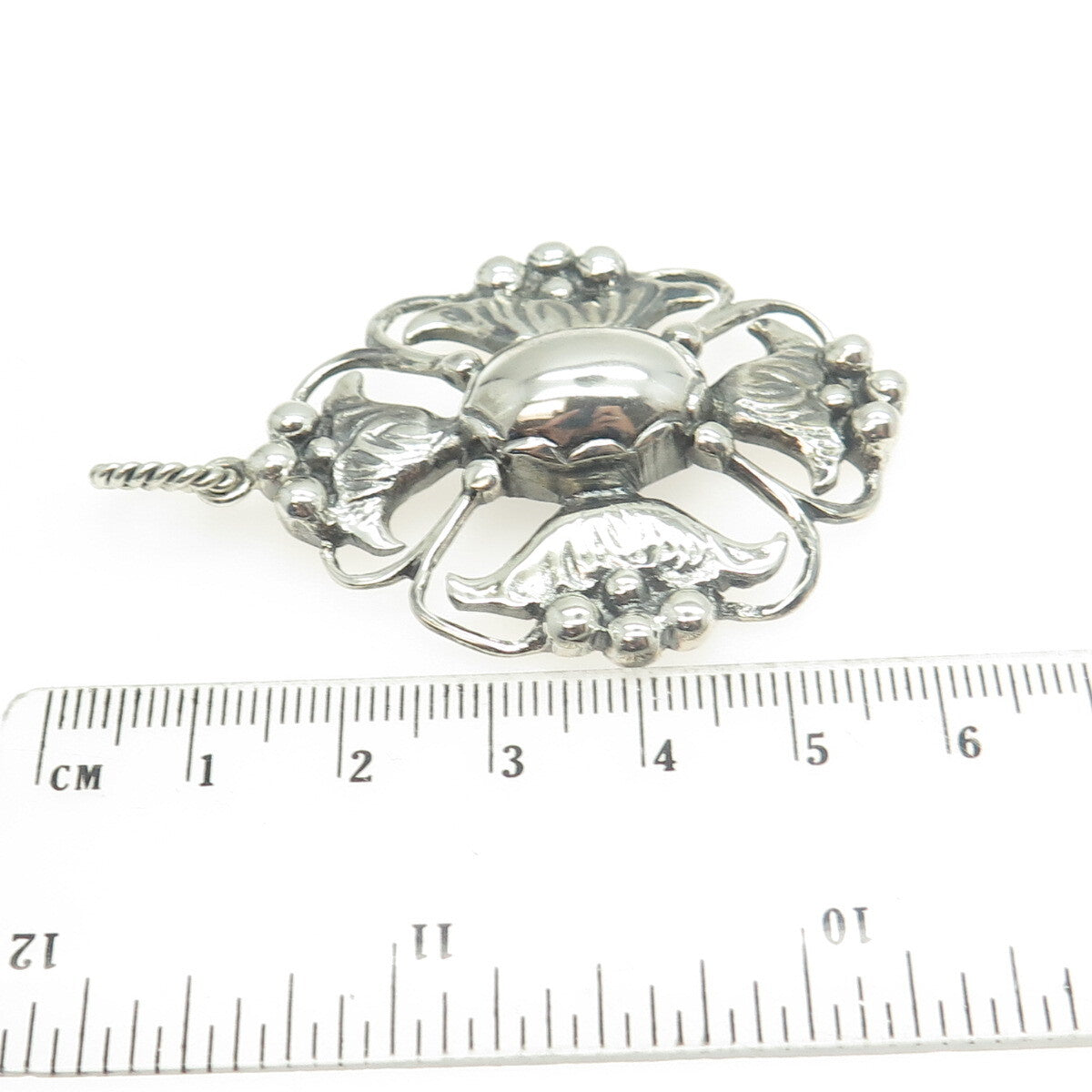 925 Sterling Silver Antique Art Deco Cross Floral Handcrafted Pendant