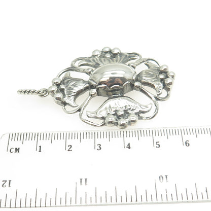 925 Sterling Silver Antique Art Deco Cross Floral Handcrafted Pendant