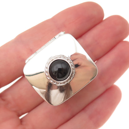 925 Sterling Silver Vintage Mexico Real Black Onyx Pill / Snuff Box