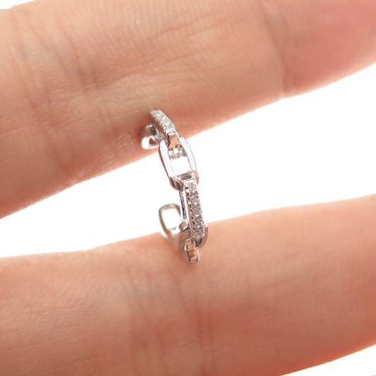 925 Sterling Silver Round-Cut C Z Adjustable Toe Cuff Ring