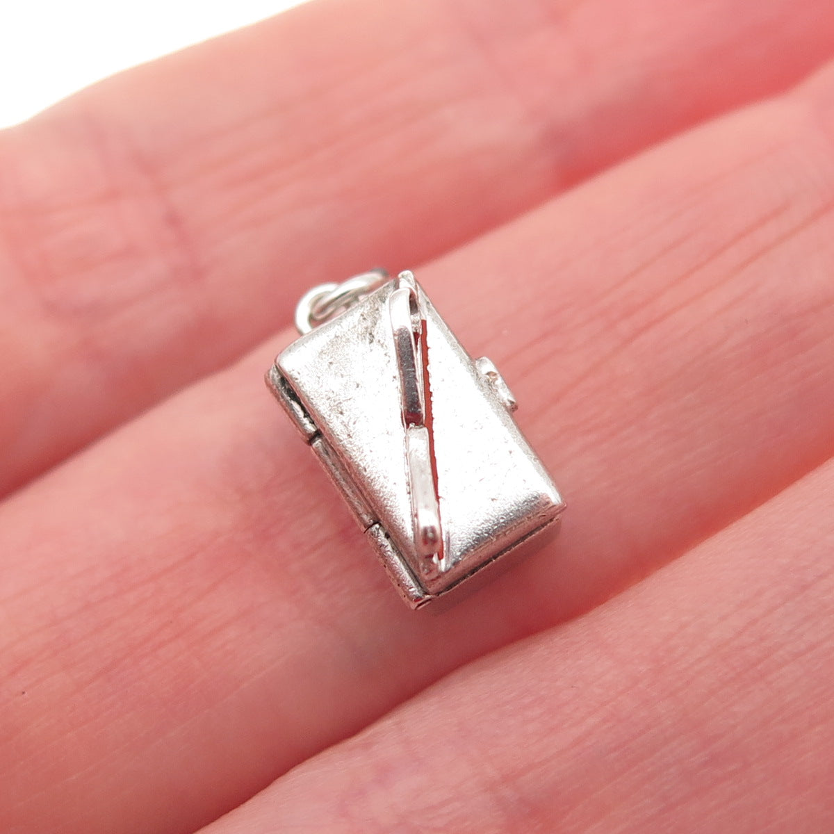 925 Sterling Silver Antique Art Deco Enamel Mystery Box 3D Mini Charm Pendant