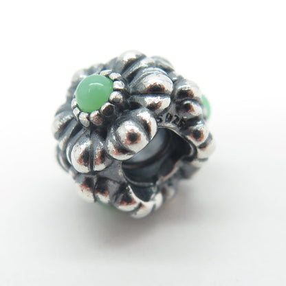 PANDORA 925 Sterling Silver Real Chalcedony Gem Birthday Blooms Bead Charm