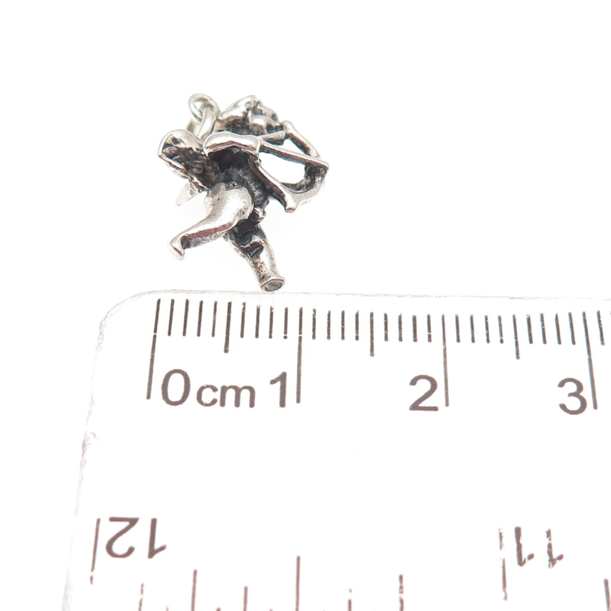 925 Sterling Silver Vintage Cupid Oxidized 3D Mini Charm Pendant