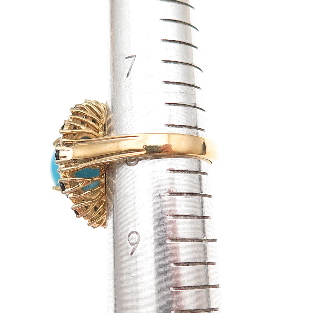 Chuck Clemency 925 Sterling Gold Plated Real Turquoise Spinel Topaz Ring Size 8