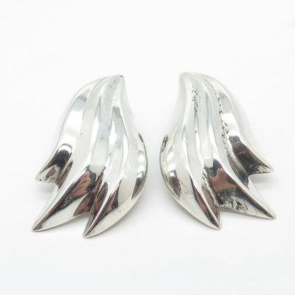925 Sterling Silver Vintage Ribbed Clip On Earrings
