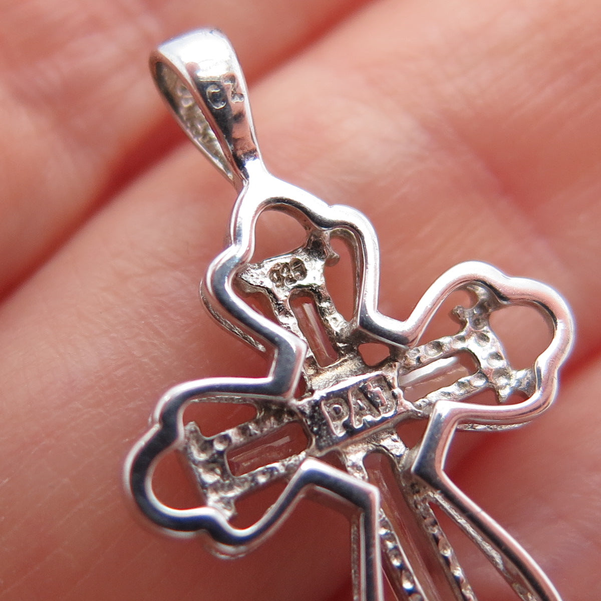 925 Sterling Silver Baguette-Cut C Z Cross Minimalist Charm Pendant