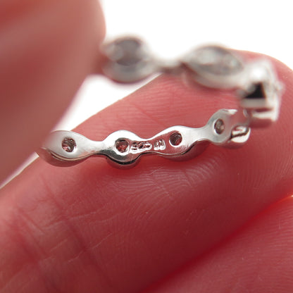 925 Sterling Silver Round-Cut C Z All Around Band Ring Size 5.75