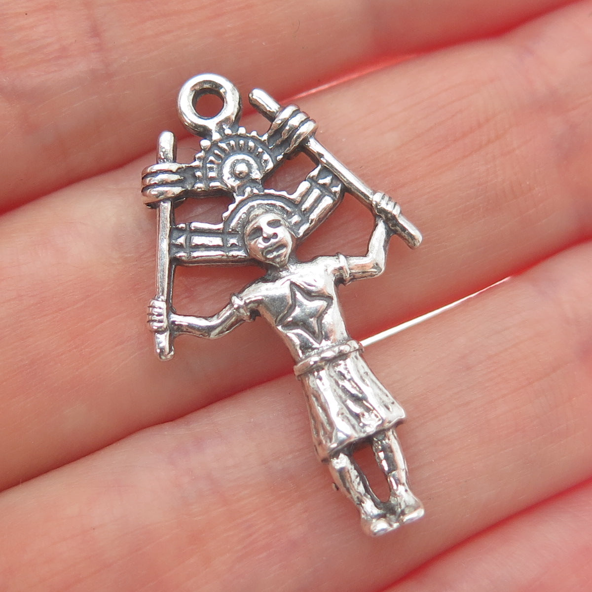 Old Pawn 925 Sterling Silver Vintage Southwestern Kachina Doll Tribal Pendant