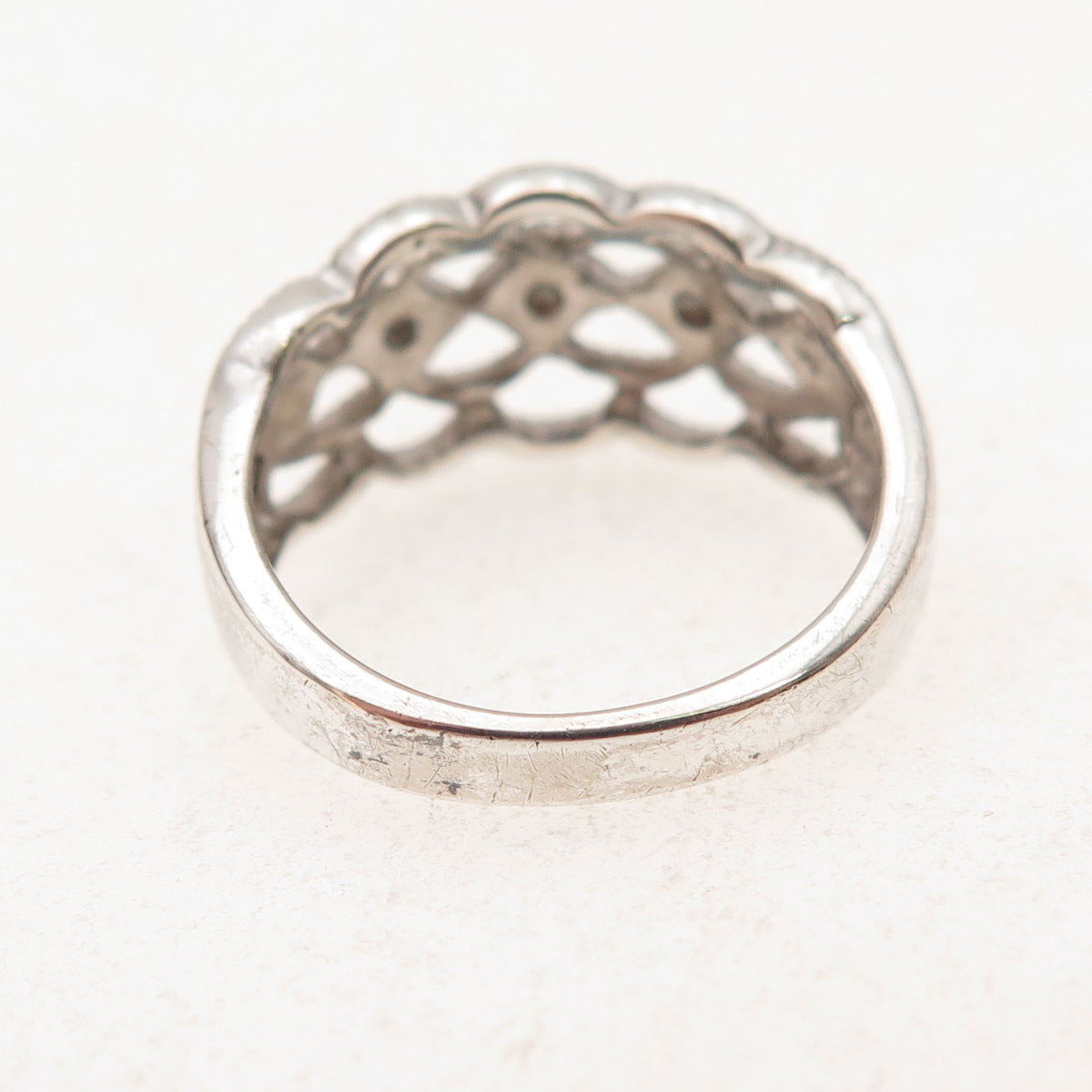 RJ Graziano 925 Sterling Silver Real Round-Cut Diamond Ring Size 6.25