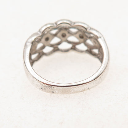 RJ Graziano 925 Sterling Silver Real Round-Cut Diamond Ring Size 6.25