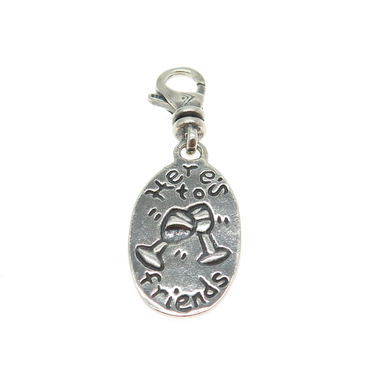 SILPADA Sterling Silver Vintage "Here's to Friends Cheers" Lobster Clasp Pendant