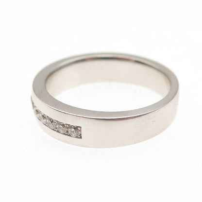 925 Sterling Silver Round-Cut C Z Half Eternity Band Ring Size 9.75