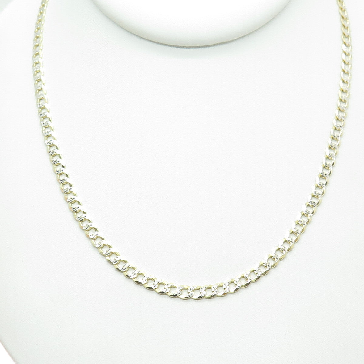 P. LUX 925 Sterling Silver 2-Tone Italy Diamond-Cut Flat Curb Chain Necklace 26"