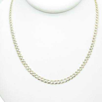 P. LUX 925 Sterling Silver 2-Tone Italy Diamond-Cut Flat Curb Chain Necklace 26"