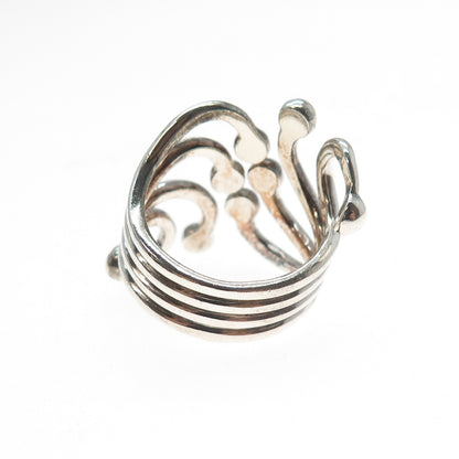 ANNIKA WITT 925 Sterling Silver Vintage Modernist Adjustable Ring Size 8.5