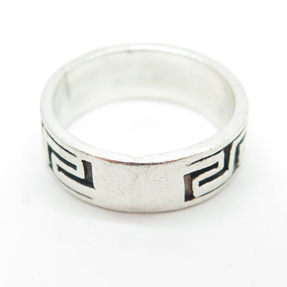 925 Sterling Silver Vintage Greek Maze Band Ring Size 8