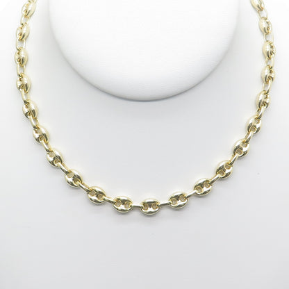 925 Sterling Silver Gold Plated Anchor Mariner Chain Necklace 20"