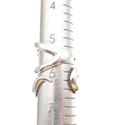 925 Sterling Silver Vintage Real Ruby Modernist Octopus Ring Size 5.5-6.5