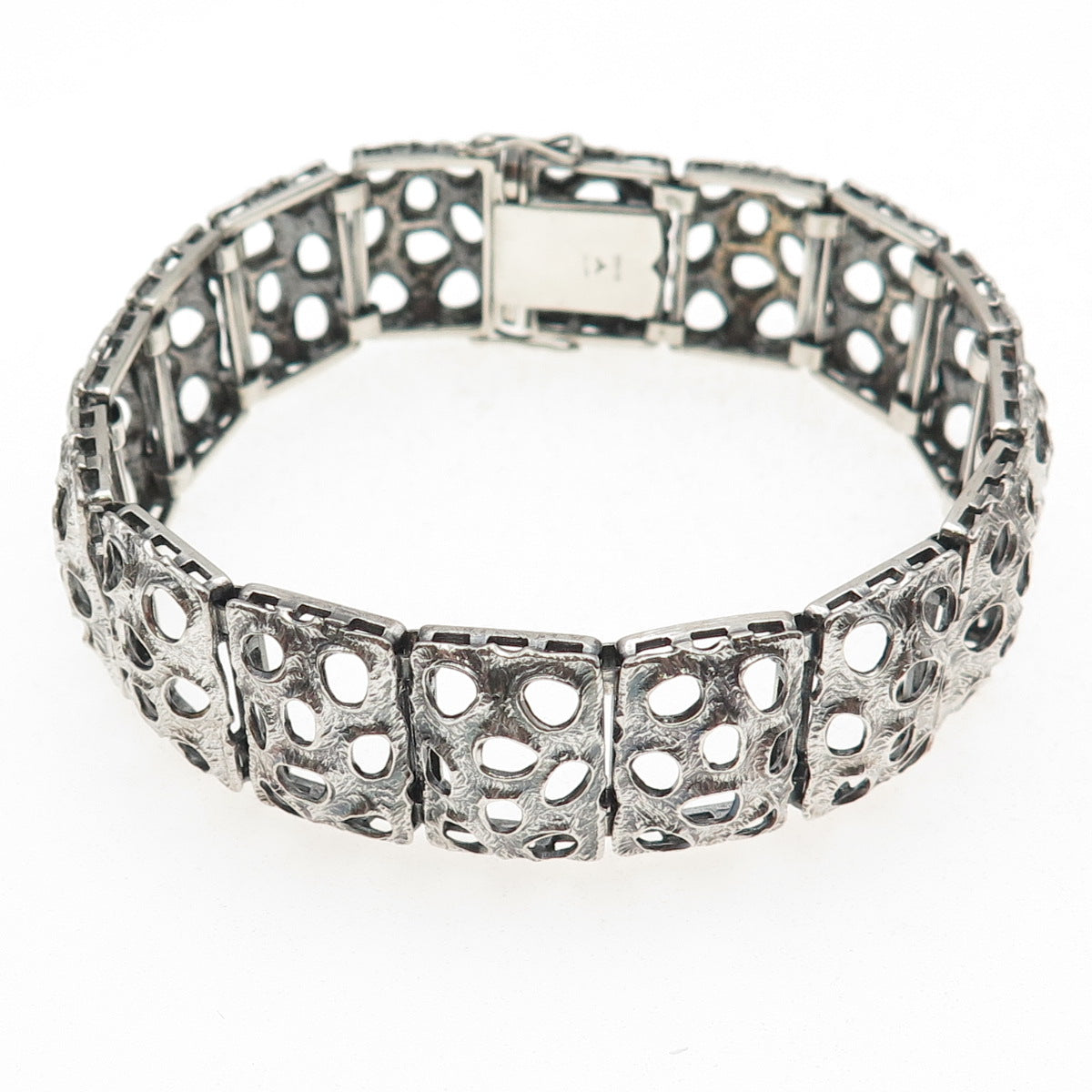 925 Sterling Silver Vintage AR Germany Modernist Panel Link Bracelet 8.25"