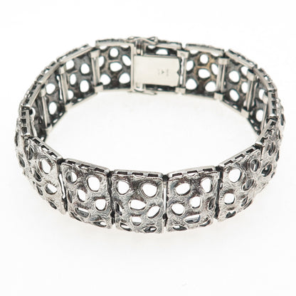 925 Sterling Silver Vintage AR Germany Modernist Panel Link Bracelet 8.25"